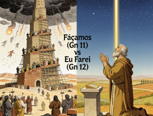 Contraste entre Babel e Abrão: Na bíblica, o PRINCÍPIO DO CONTRASTE é central da escrita hebraica, é o que vemos em Gênesis 11 e 12.